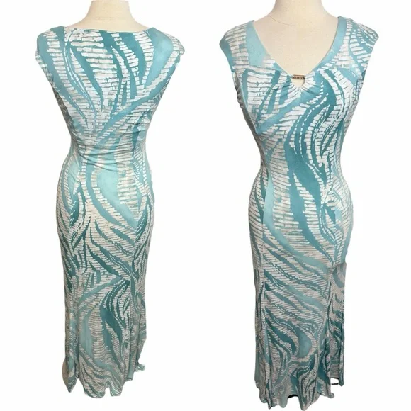 ❌SOLD❌TOMMY BAHAMA Ogee Stones V-Neck Cap Sleeves Maxi Dress, XS - Picture 2 of 13